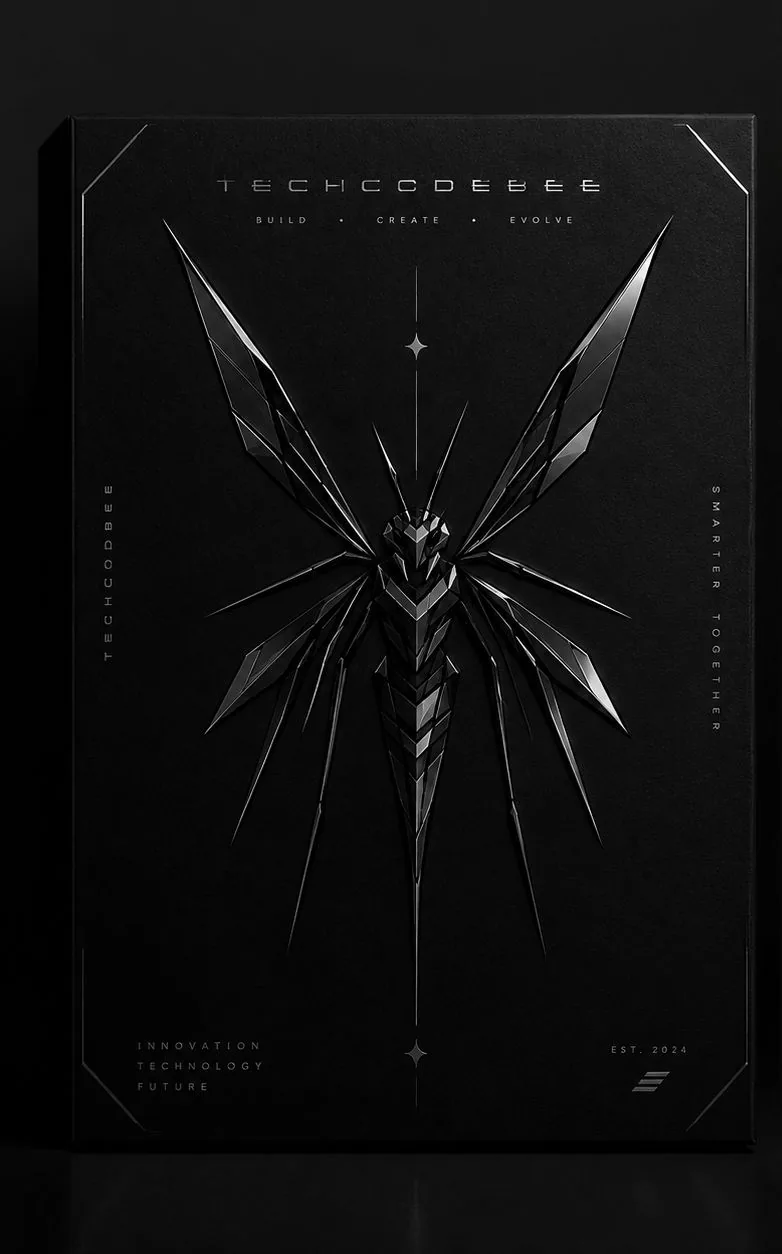 TechCodeBee black box with an embossed geometric bee